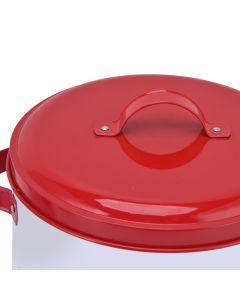 3 Pcs Canister Set Large Capacity Red White Round Storage Bucket Farmhouse Kitchen Candy Snack Metal Storage Containers