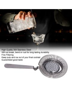 Bar Strainer Fine Filtering Professional Stainless Steel Cocktail Strainer for Bartending Restaurant Party Black Plated