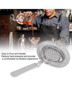 Bar Strainer Fine Filtering Professional Stainless Steel Cocktail Strainer for Bartending Restaurant Party Silver