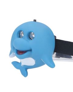 Kids Headlamp Blue Dolphin Shape Eco Friendly Plastic 2 Lighting Modes Portable Battery Powered Headlight for Outdoor