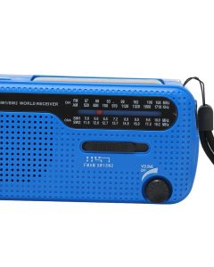 Hand Crank Solar Radio AM FM SW1 SW2 Camping LED Flashlight Multiband Camping Emergency Radio for OutdoorBlue