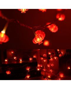 Red Chinese Lantern String Lights LED Light Beads Waterproof New Year Lantern with PVC Shell for Courtyards Without Tassel 3meters/9.8ft 20 Lights