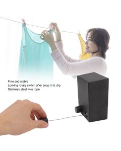 Retractable Clothesline Invisible Stainless Steel Heavy Duty Clothes Drying Laundry Line for Indoor Outdoor Black