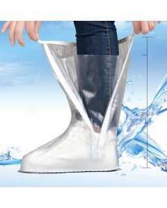 Transparent Knee High Rain Shoe Cover Reusable Waterproof Shoe Cover with Side Zipper for Men Women XXXL