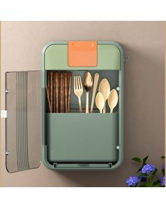 Wall Mounted UV Chopsticks Cage Multifunction Chopstick Draining Cleaning Holder Hot Air Drying Kitchen Cutlery Storage Box Green