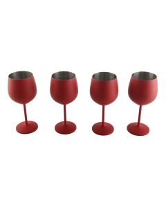 4 PCS 18oz Stainless Steel Matte Wine Glasses Red
