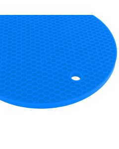 5PCS Silicone Trivet Mats Round Multipurpose Heat Resistant Non Slip Pads Pot Holders for Hot Pot Hot Dishes Blue