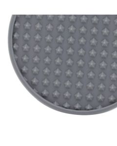 6Pcs Silicone Coaster Set Heat Resistant Prevent Slip Flexible Round Silicone Drink Coaster with Holder for Home Kitchen Grey
