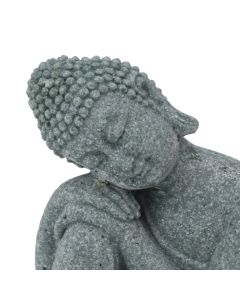 Buddha Statue Green Sandstone Sculpture Buddhist Sitting Figurine Ornament for Living Room Courtyard 7135K-05