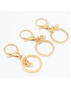 50PCS Key Chain Ring Alloy Golden Polished DIY Handcraft Metal Key Rings with Chain for Travel