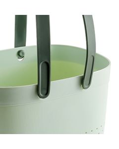 Portable Shower Basket with Ventilation Holes Large Capacity Plastic Portable Storage Basket with Handles for Bathroom Green