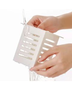 Bathroom Kitchen Draining Shelf Plastic Adhesive Waterproof Small Wall Chopsticks Basket Organizer White