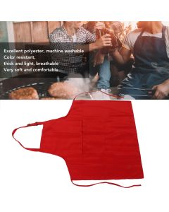 Cooking Apron Waterproof Adjustable Neck Strap Breathable Soft Kitchen Bib Apron with Pocket for Barbecue Baking 2pcs Red
