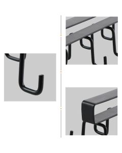 Kitchen Utensil Holder Hanger Iron Double Row Hook Spoon Shovel Shelving for Restaurant Black