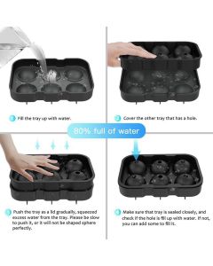 Ice Cube Tray 6 Grids Easy Release Silicone Square and Round with Lid Ice Cube Maker Mold for Freezer