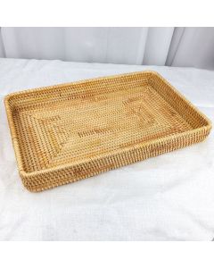 Rattan Tray Tabletop Organization Hand Woven Snack Storage Basket Multifunctional Serving Tray L