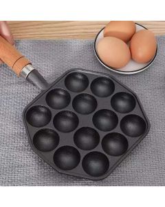 14 Holes Takoyaki Pan Nonstick Cast Iron Octopus Meat Balls Mold Maker with Detachable Handle for Home Pancake Baking