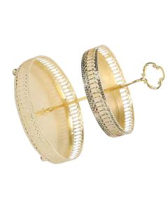 Double Layer Pastry Tray Decorative Copper Gold Biscuits Dessert Display Plate for Wedding Hollowed Out Vertical Grain