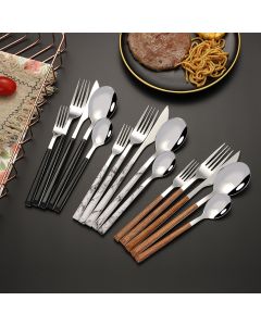 Tableware Cutlery Set Stainless Steel Dinner Knives Forks Spoons Eating Utensils High Hardness Flatware Set Black Handle