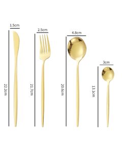 12Pcs Tableware Set Spoons Knives Forks Glossy 410 Stainless Steel Cutlery Set for Home Restaurant Gold