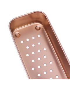 Stainless Steel Cutlery Tray Holder Kitchen Chopstick Spoon Fork Storage Box with Lid Drainer Rose Gold