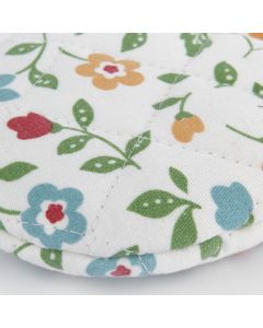 1 Pair Oven Gloves Non Slip Flower Grass Pattern Heat Resistant Microwave Mitts for Cooking Kitchen