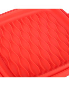 Reusable Fryer Liners Wave Grain Square Fryer Silicone Basket for Home Baking Camping Barbecuing Red
