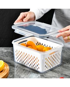 Drain Storage Basket Box Transparent Fruit Vegetable Storage Container for Kitchen Supplies 3300ML