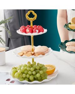 Nordic Style 3 Layer Fruit Plate Tray Plastic 3 Tier Cake Stand Holiday Party Dessert Tray White