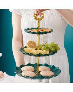 Nordic Style 3 Layer Fruit Plate Tray Plastic 3 Tier Cake Stand Holiday Party Dessert Tray Dark Green