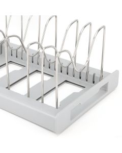 Expandable Pot Organizer Anti Slip Size Adjustable Multi Use Pot Lid Holder for Kitchen Canteen Grey