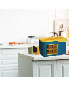 Kitchen Seasoning Storage Rack Plastic Seasoning Storage Rack Multifunctional Knife Rack Spice Organizer Storage Rack Blue and Yellow 4 Cells