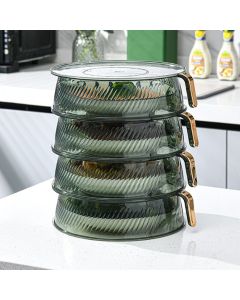 Transparent Green Insulated Food Cover Stackable Multilayer Dustproof Thermal Vegetable Storage Cover 4 Layer