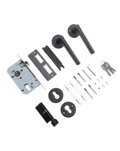 House Door Handle Lock Aluminum Black Antioxidant Coating Shock Resistance Door Lever for Bedroom Home Room