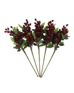 5PCS Artificial Berries Artificial Pip Berry Stems Decoration for Living Room Office Red
