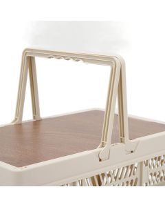 Camping Picnic Basket Foldable Large Capacity Multifunction Handheld Camping Storage Basket Camping Storage Box Grey White M