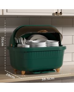 Dish Drying Box Multifunctional Space Saving Dish Drainer with Lid Cover for Kitchen Accessories Green M