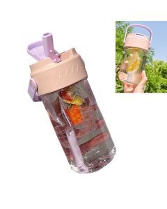 Straw Water Bottle Built in Tea Strainer with Handle PC 700ml Beautiful Cute Straw Bottle for Girls Women Pink