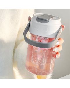 Straw Water Bottle Built in Tea Strainer with Handle PC 700ml Beautiful Cute Straw Bottle for Girls Women White