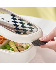 2 Compartment Bento Box Heat Preservation Stainless Steel Interlayer Lunch Box Airtight Portable Food Storage Containers for School Office Grid