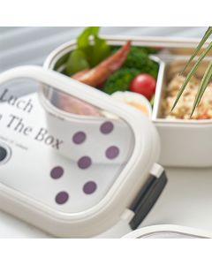 2 Compartment Bento Box Heat Preservation Stainless Steel Interlayer Lunch Box Airtight Portable Food Storage Containers for School Office Dot