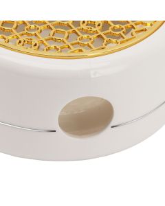 Ceramic Tea Pot Warmer with 11.8cm Gold Gasket Circular Concave Tea Kettle Heating Base for Home Kitchen Countertops