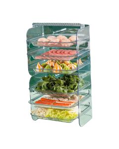 Multi Layer Food Tray Multifunctional Strong Capacity Durable Vegetable Fruit Preparation Plate 6 Layer White