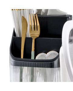 Multifunctional Kitchen Storage Rack Kitchen Countertop Cutting Board Pot Cover Chopsticks Forks Spoons Holder Advanced Black