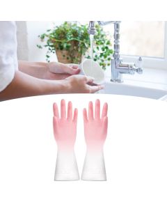 Kitchen Gloves Reusable Tight Fit Multifunctional Dishwashing Cleaning Waterproof Durable Household Gloves Pink