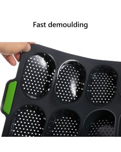 8 Grids Silicone Mold Oval Shape DIY Perforated Cake Baking Mould Kitchen Baking Tool Grey
