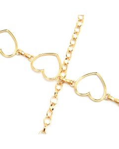 Waist Chain Belt Metal Shiny Rhinestones Golden Love No Allergies All Match Gold Chain Belt for Shorts Suits Shirts Dresses