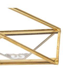 Mirror Jewelry Tray Glass Perfume Storage Tray Jewelry Plate Golden Metal Decorative Tray