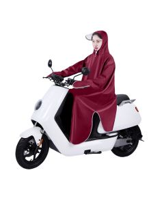 Electric Bike Raincoat Enlarged Protection Oxford Cloth Adults Sleeve Rain Poncho for Cycling Wine Red 5XL