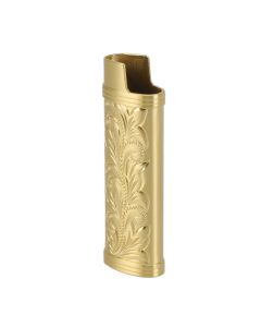 2Pcs Lighter Case Zinc Alloy Lighter Storage Container Floral Pattern for Outdoor Camping Hiking Gold
